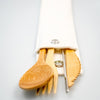 Bamboo cutlery set with steel stirrer and hemp pouch